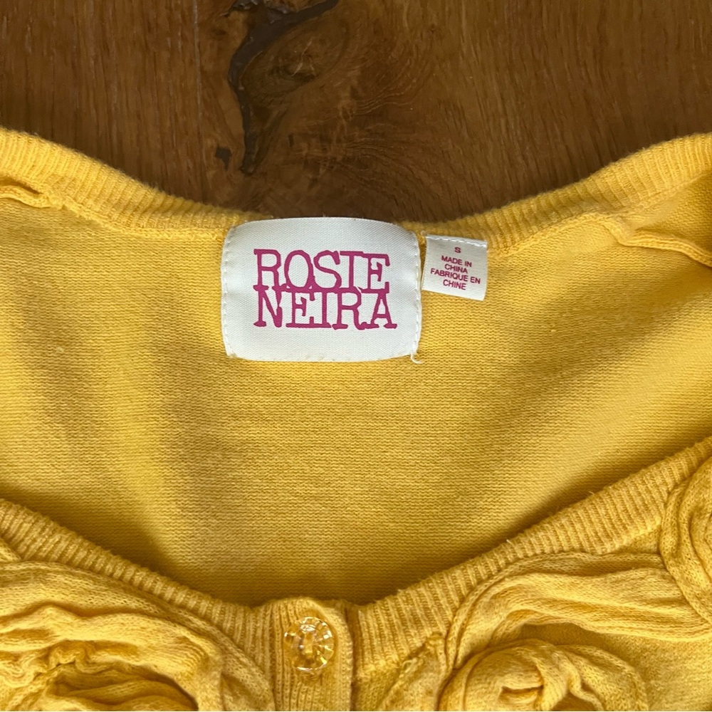 Anthropologie Yellow Cardigan Sweater with Embroidered Details - Picture 5 of 8